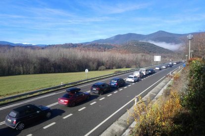 Cola ayer por la mañana en la N-145 en dirección a Andorra. 