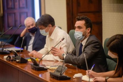 Ernest Maragall, Sergi Sabrià y Roger Torrent ayer en una reunión de Esquerra.