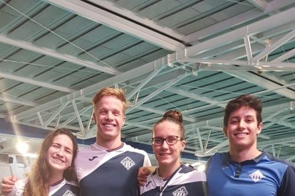 Judith Cortés, Bernat Lomero, Paula Juste i Tomás Lomero, els quatre nadadors del CN Lleida.