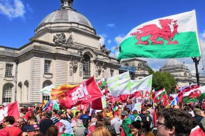 Manifestació per la independència de Gal·les, ahir, a Cardiff.