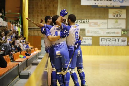 Los jugadores del Lleida Llista celebran un gol la pasada jornada.