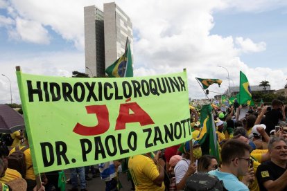 Manifestación ayer en Brasilia de apoyo al presidente Bolsonaro.