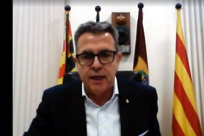 Captura de pantalla del presidente de la Diputación de Lleida, Joan Talarn, durante el pleno telemático de este jueves.