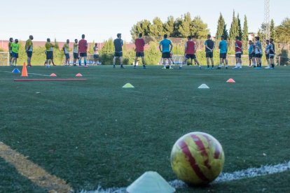 Els jugadors del Solsona, ahir durant la primera sessió de pretemporada.