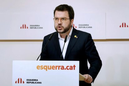 El vicepresidente del Govern durante su intervención en el congreso de ERC.