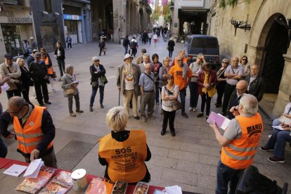 Concentración ayer de la Marea Pensionista ante la Paeria de la capital del Segrià.