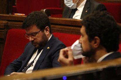 El vicepresident de la Generalitat, Pere Aragonès, ahir al Parlament.