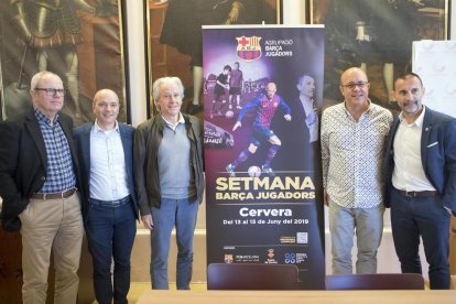 Un momento de la presentación, ayer en Cervera, de la Setmana Barça Jugadors.