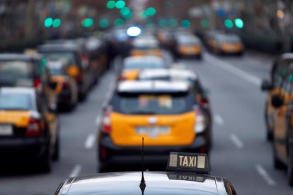 Una protesta de taxistes a Barcelona.