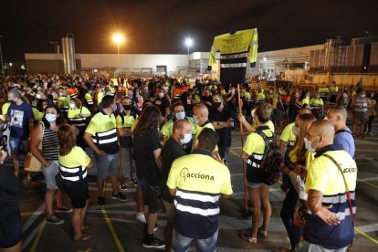 Los trabajadores de Acciona volvieron a movilizarse ayer.