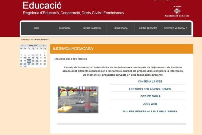 Les ludoteques municipals de Lleida ofereixen recursos educatius i d'oci on-line per a les famílies amb infants