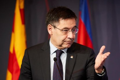 Josep Maria Bartomeu, durante el acto de entrega del Premio Vázquez Montalbán de periodismo.