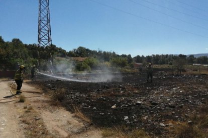 Imagen del incendio de ayer por la mañana en Tremp. 