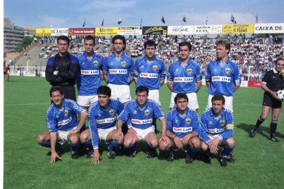 Alineació del Lleida en el partit davant del Mirandés, el 1990.