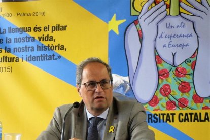 El president, Quim Torra, ayer, en su discurso en Prada de Conflent.