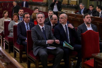 La cúpula de l’1-O el primer dia del judici al Tribunal Suprem, el 12 de febrer de l’any passat.