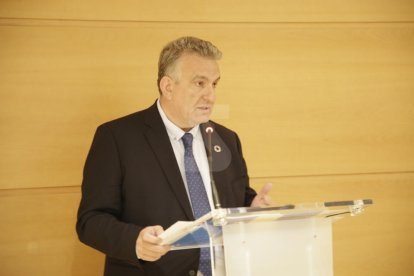 Jaume Saltó, durante la constitución del pleno de la Cámara de Comercio de Lleida.