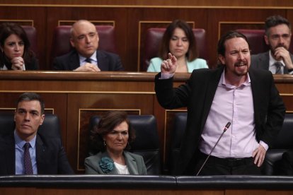 Un momento de la intervención de Iglesias en el Congreso.