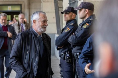 El expresidente José Antonio Griñán, a su llegada a la Audiencia de Sevilla.