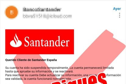 Imagen de un correo fraudulento detectado. 