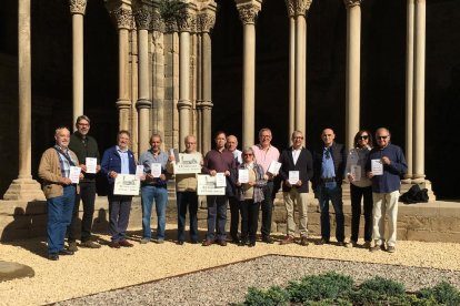 Membres de l’associació Amics de la Seu Vella i del Consorci, ahir a la presentació de la jornada.