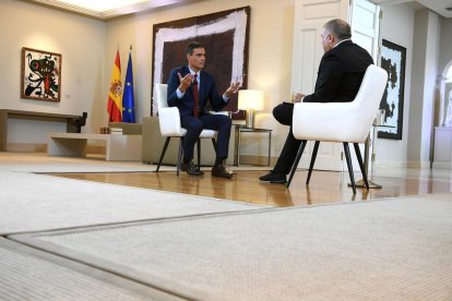 El presidente el Gobierno español en funciones, Pedro Sánchez, durante una entrevista con Antonio Ferreras, de la Sexta.