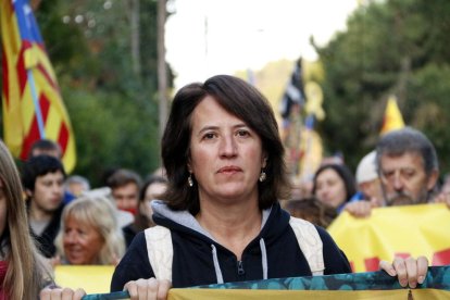 La líder de la ANC, Elisenda Paluzie, en una protesta por la sentencia del 1-O, en octubre de 2019.