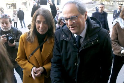 Meritxell Budó, junto a Quim Torra en un acto en enero.