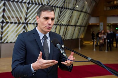 El president del Govern espanyol, Pedro Sánchez, a l’arribar al Consell Europeu.