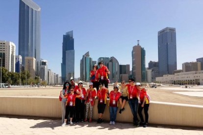 La selección española de baloncesto femenino, en Abu Dabi.