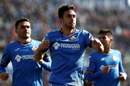 Jaime Mata celebra un gol con su equipo, el Getafe.