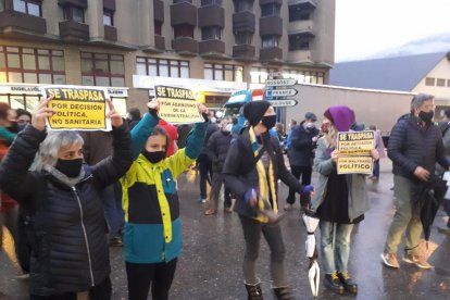 Imagen de la protesta de los hosteleros en Vielha el pasado lunes. 