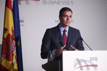 El president Pedro Sánchez durant la intervenció a la VI Cimera de l’Empresa Familiar Europea.