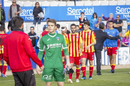 Víctor Vidal, el pasado 14 de abril cuando debutó con el primer equipo en la Nova Creu Alta de Sabadell.