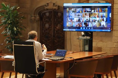 El president Quim Torra, ayer, durante su intervención en la reunión de líderes autonómicos.