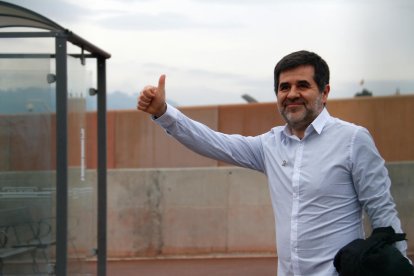 Jordi Sànchez a su salida de prisión en enero para disfrutar de unos días de permiso.