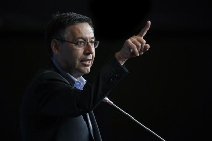 Josep Maria Bartomeu, durante su alocución de ayer.