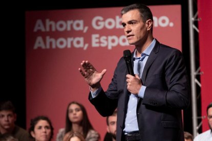 El president del Govern espanyol en funcions, Pedro Sánchez, en un acte aquest dimarts a Huelva.