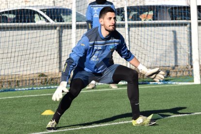 Oscar Santiago, en su primer entrenamiento con el Lleida