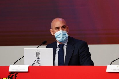 Luis Rubiales, durant l’assemblea telemàtica d’ahir.