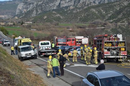 Tallada una hora i mitja la C-14 per l’accident de Coll de Nargó