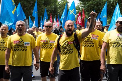 La marcha de empleados de la empresa llegó ayer a Madrid.