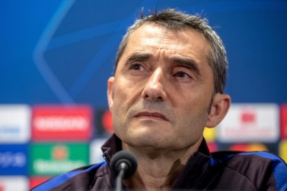 Ernesto Valverde, ayer en su comparecencia ante los medios.