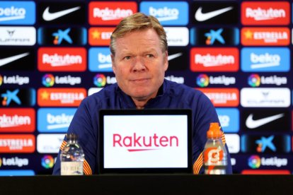 Ronald Koeman durante la rueda de prensa previa al encuentro de hoy frente al Eibar.