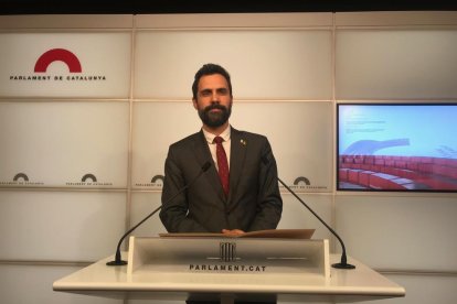 El president del Parlament, el republicà Roger Torrent, ahir, després de l’admissió a tràmit del text.