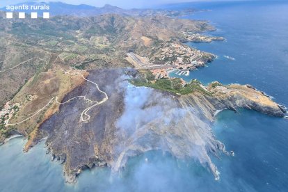 Un incendio en Portbou quema unas 50 hectáreas de terreno forestal