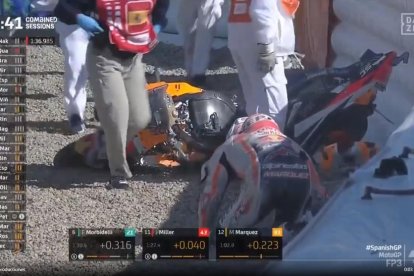 Aparatós accident de Marc Márquez sense conseqüències