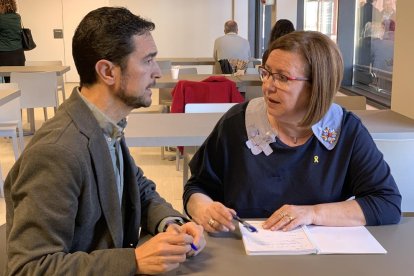 Imatge de la reunió que Perelló i Calvet van mantenir ahir.