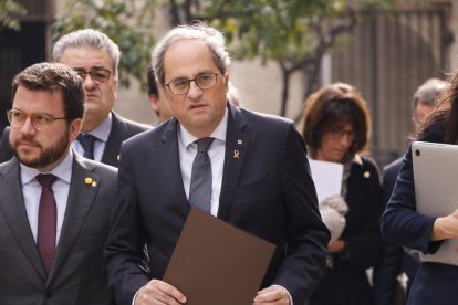 El presidente de la Generalitat, Quim Torra, y el vicepresidente, Pere Aragonès.