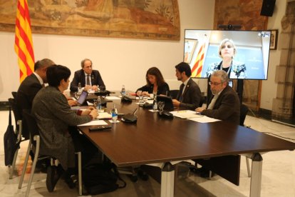 La reunió del Govern, ahir dimarts, pel coronavirus.